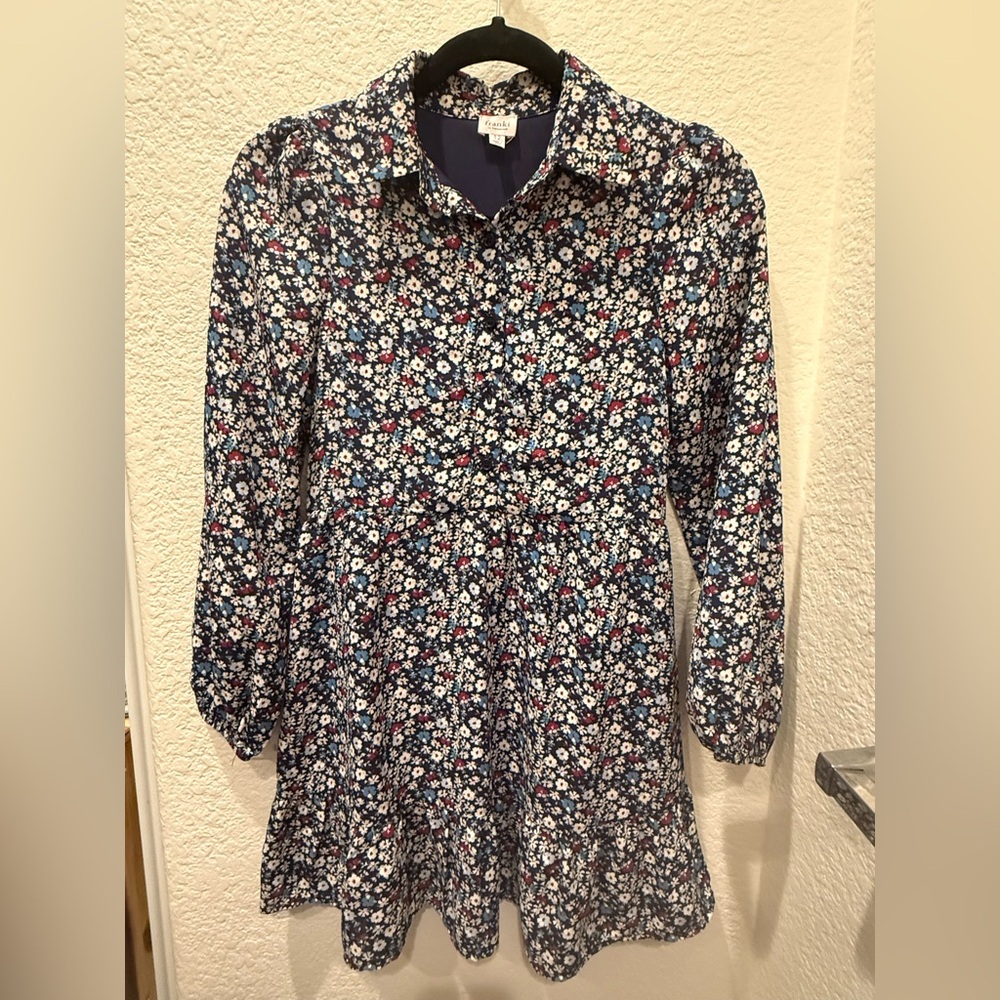 Floral Kids Dress - Blue and White